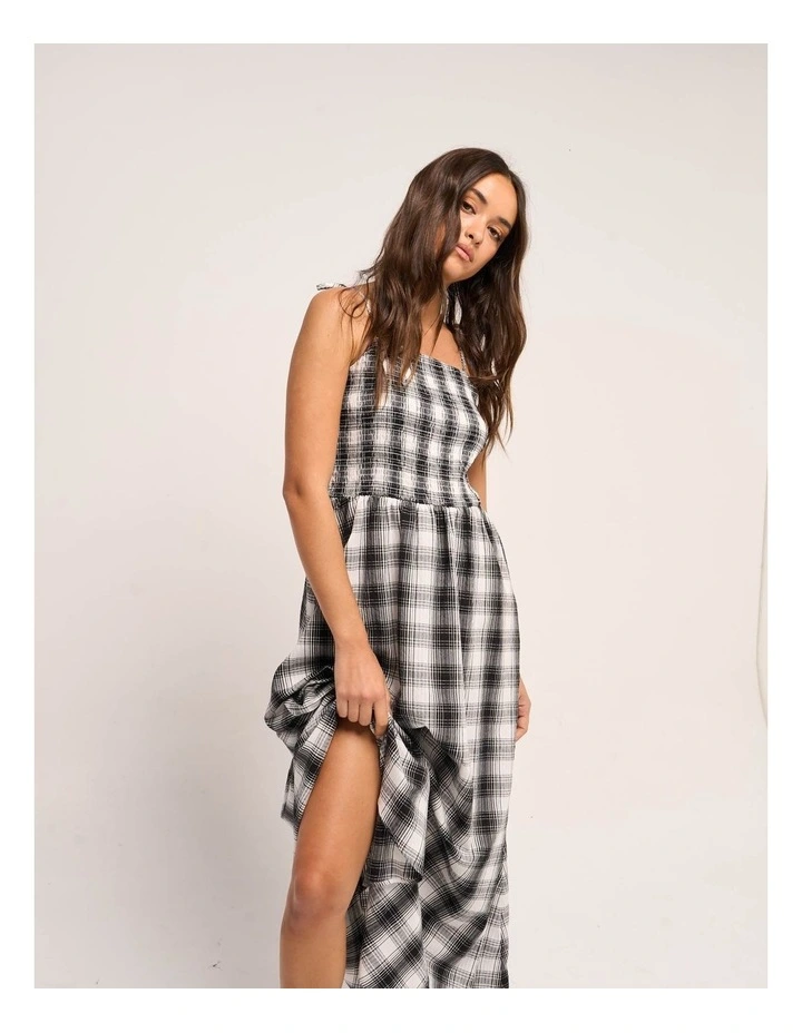 Maddy Life Check Maxi Dress in Bright White image 7