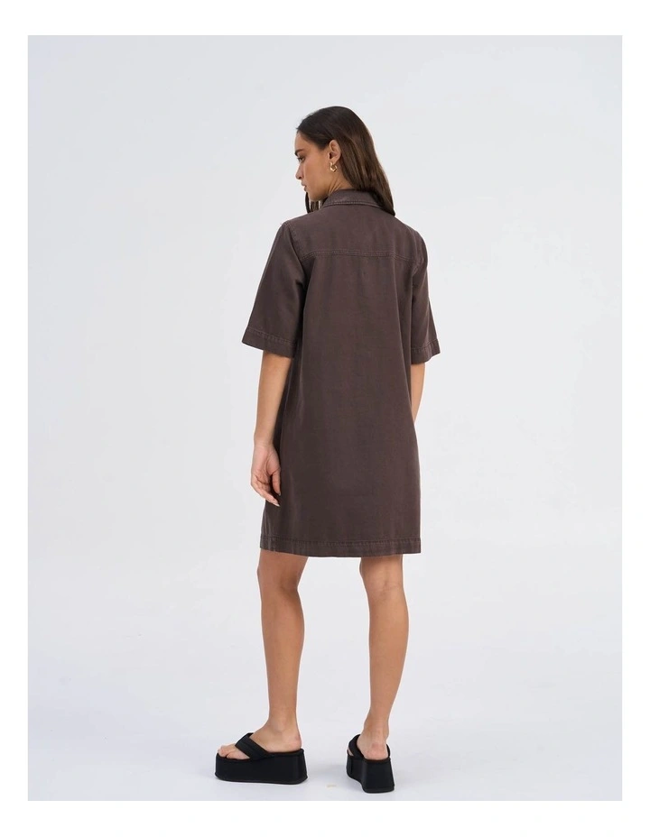 Belle-Silla Buttoned Denim Dress in Brown image 5