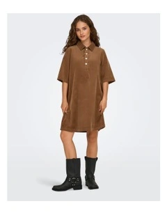 Nessa Cord Mini Dress in Tan