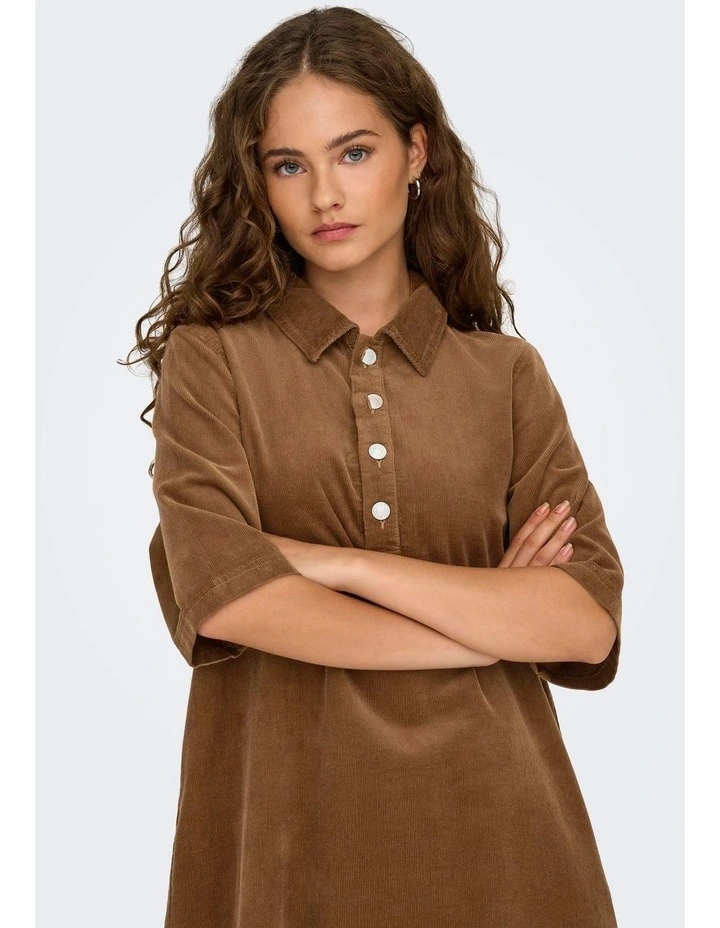 Nessa Cord Mini Dress in Tan image 2
