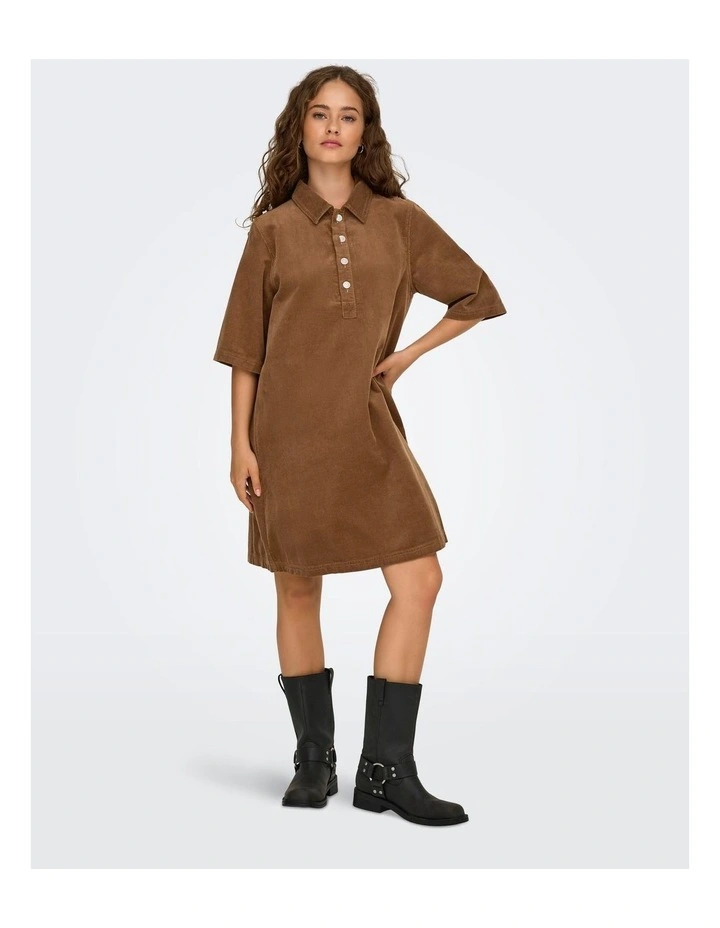 Nessa Cord Mini Dress in Tan image 3