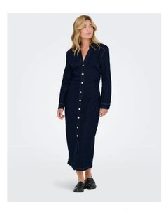 Caitlin Long Sleeve Denim Dress in Dark Blue