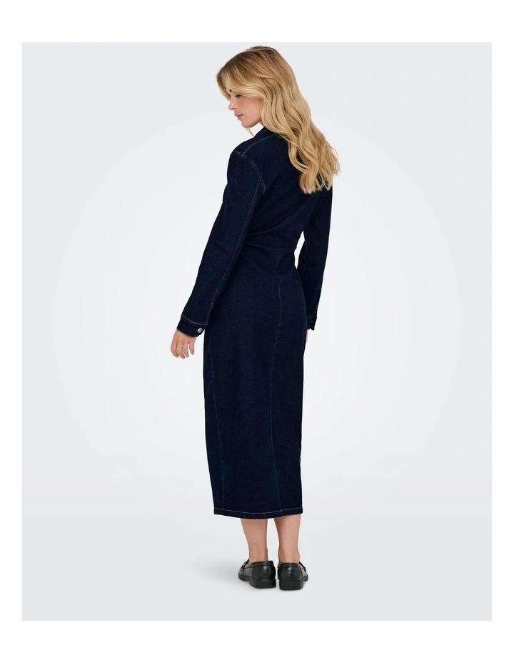 Caitlin Long Sleeve Denim Dress in Dark Blue image 4