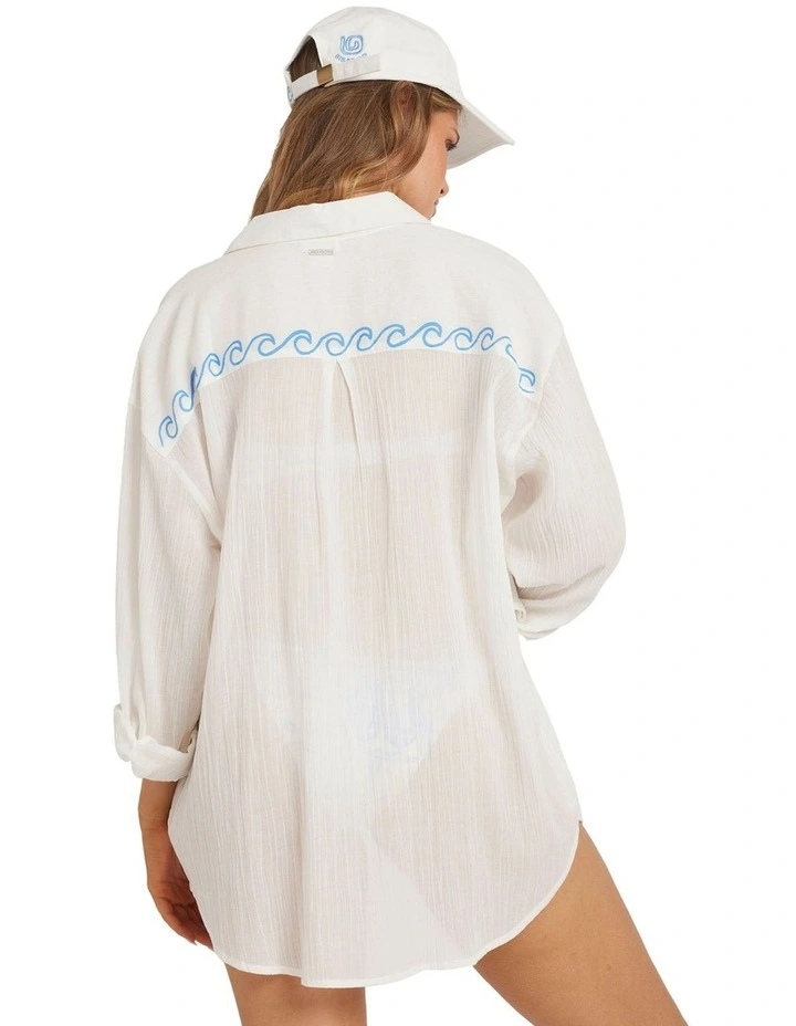 Find Me Here Button Down Long Sleeve Shirt in Salt Crystal image 2