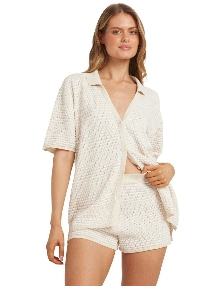 Sun Bubble Button Down Knit Shirt in Whitecap image 1
