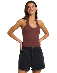 Base Rib Halter Tank Top