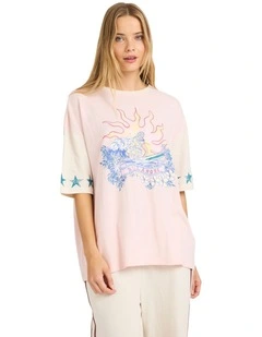 Tropics Co Ringer T-shirt in Rose Water