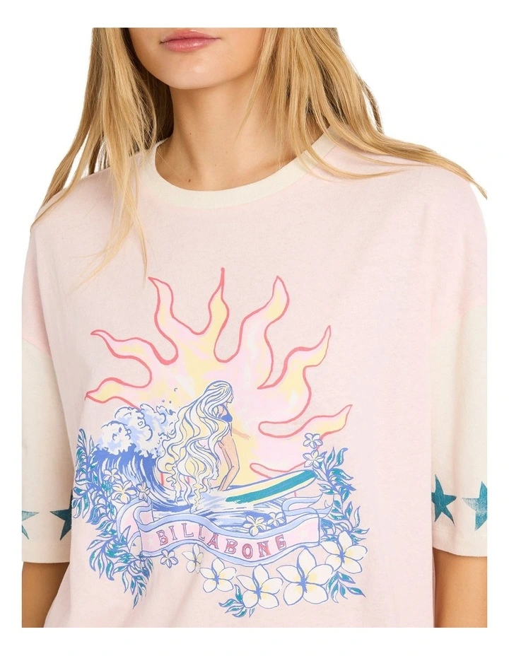 Tropics Co Ringer T-shirt in Rose Water image 4