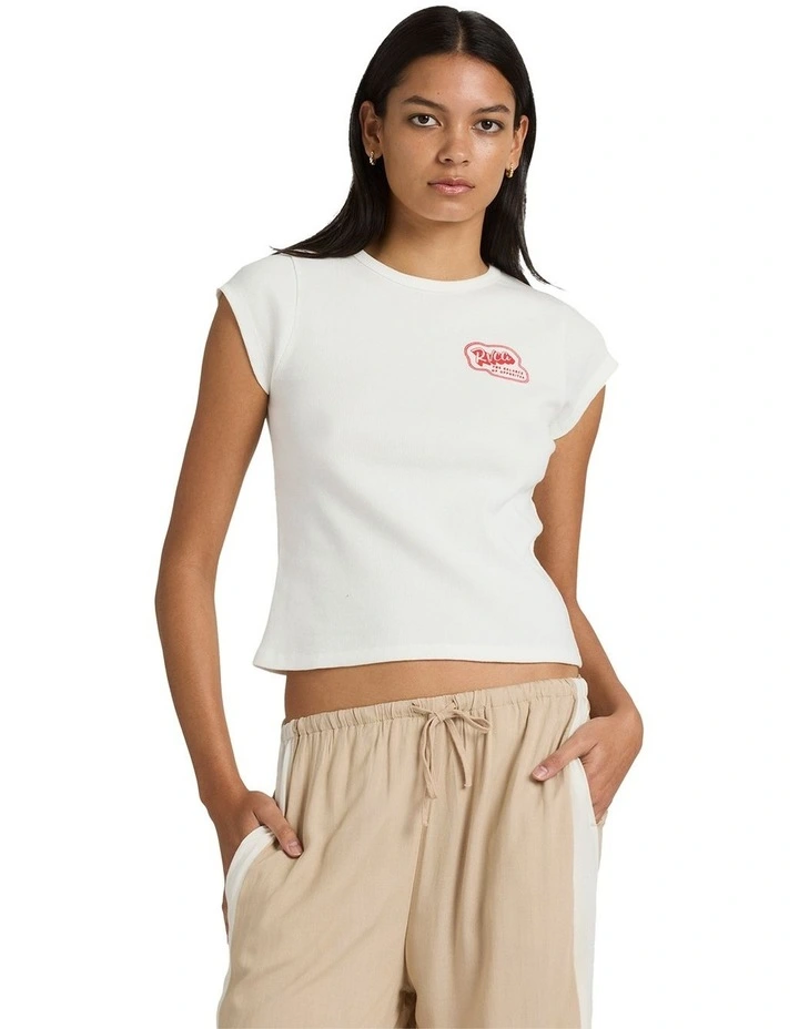 Ribbed Slim T-shirt in White image 1