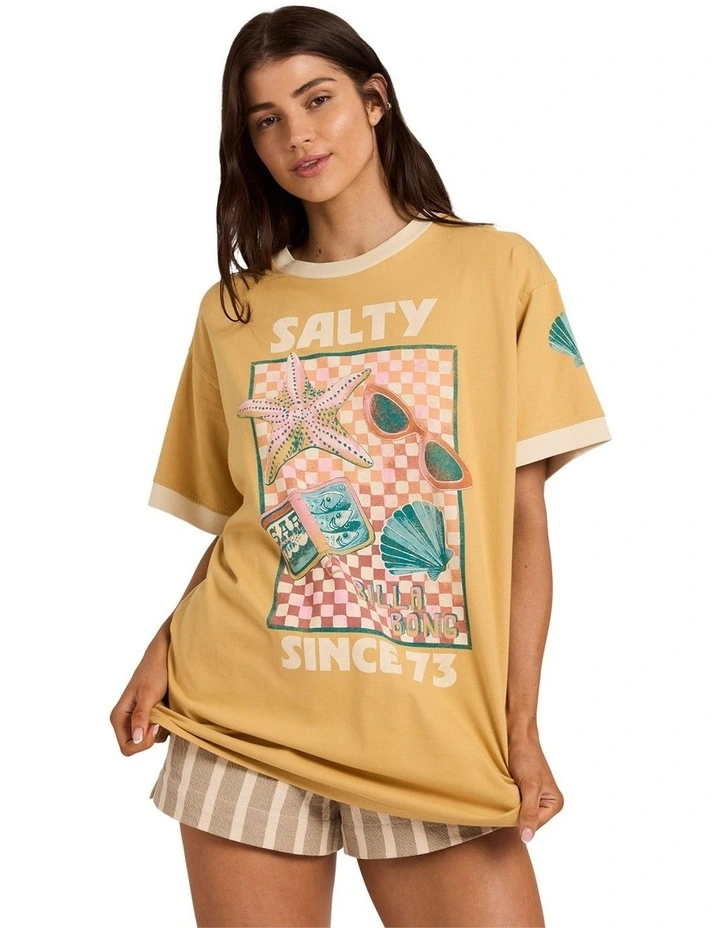 Salty Since 73 T-Shirt in Curry image 1