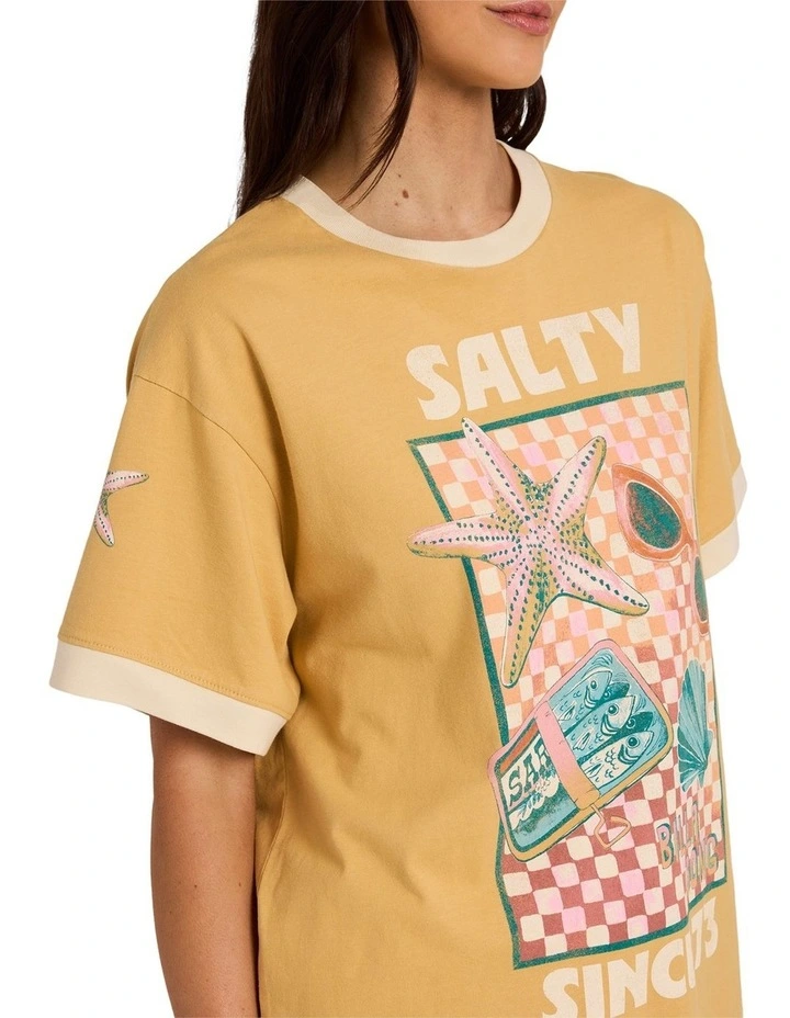 Salty Since 73 T-Shirt in Curry image 4