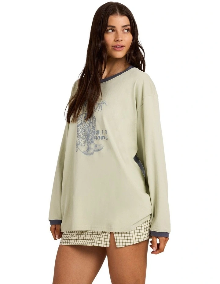 Cowgirl Long Sleeve T-Shirt in Smoke Green image 3