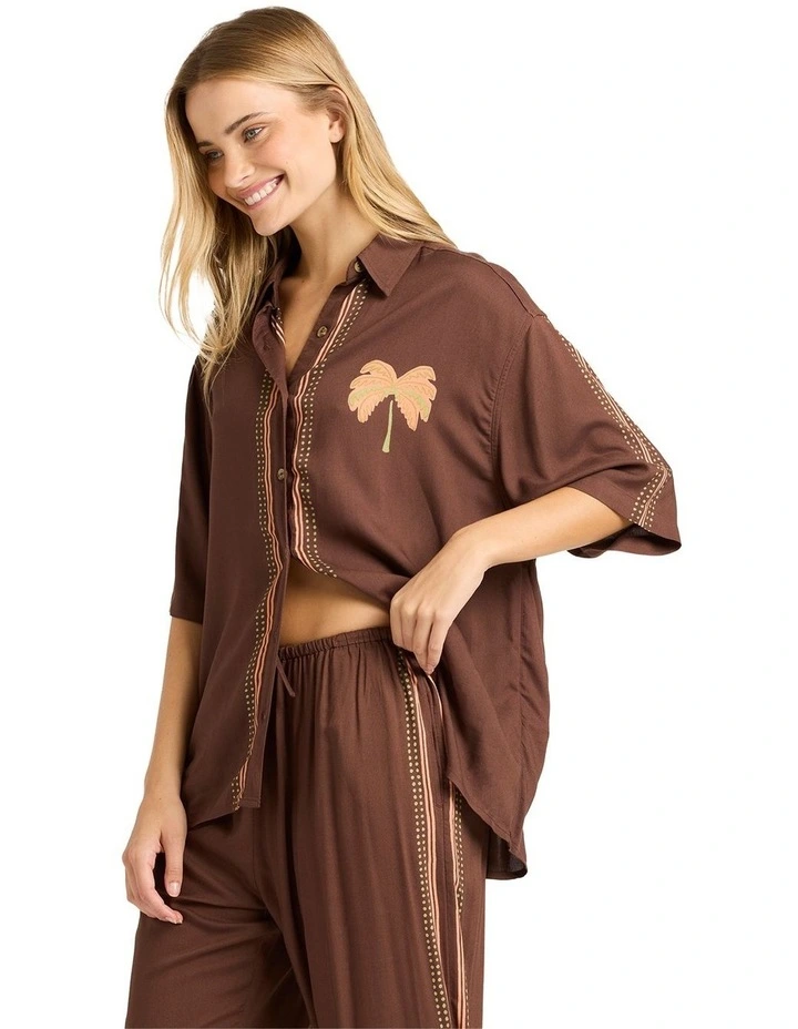 Vacay Mode Button-Down Shirt in Teak image 3