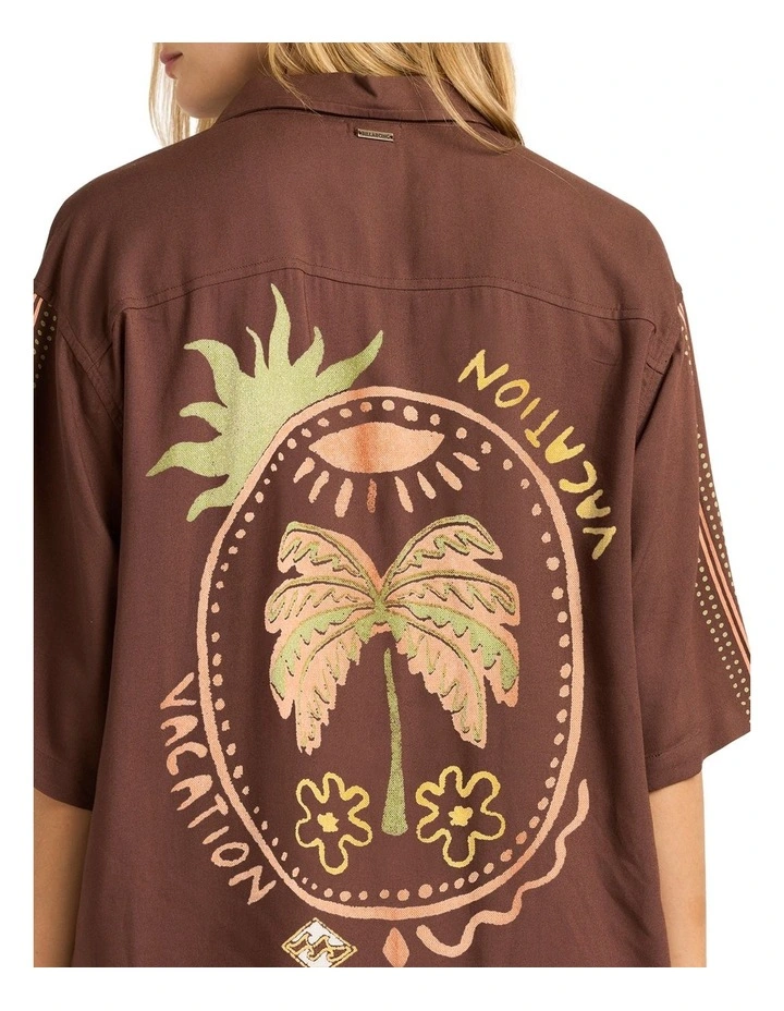 Vacay Mode Button-Down Shirt in Teak image 4