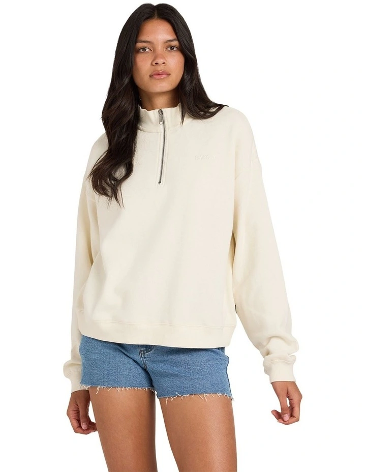 1/4 Zip Fleece Jumper in White image 1