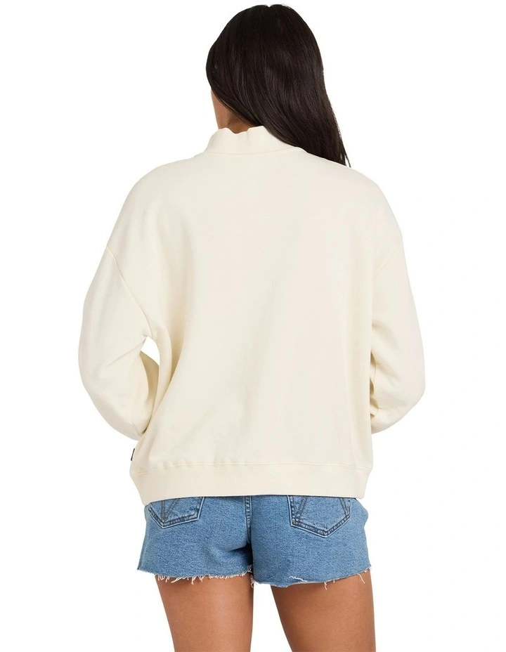 1/4 Zip Fleece Jumper in White image 2