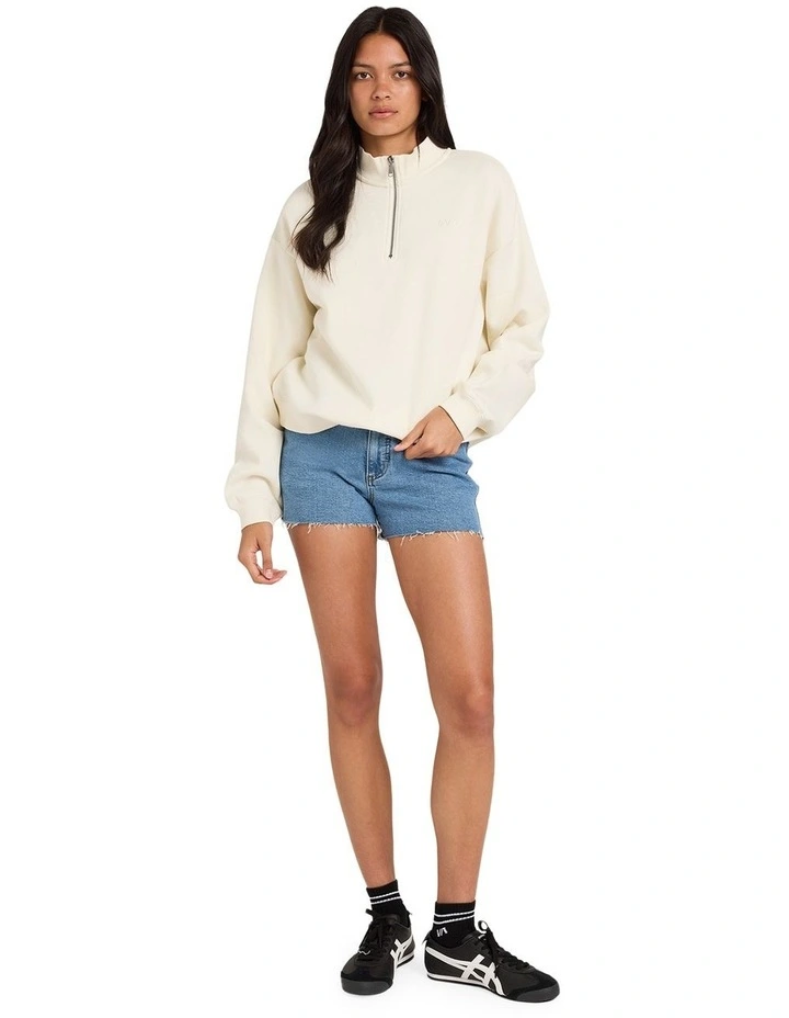 1/4 Zip Fleece Jumper in White image 5