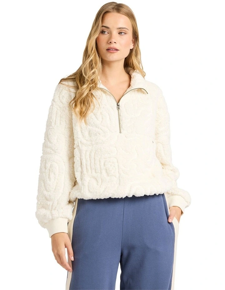 Le Love Half Zip Fleece Top in Salt Crystal image 1