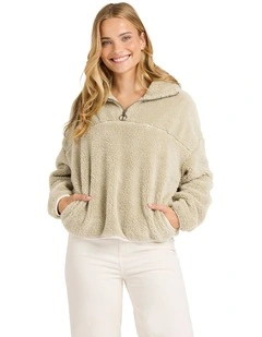 Groovin Half Zip Fleece Top in Coyote