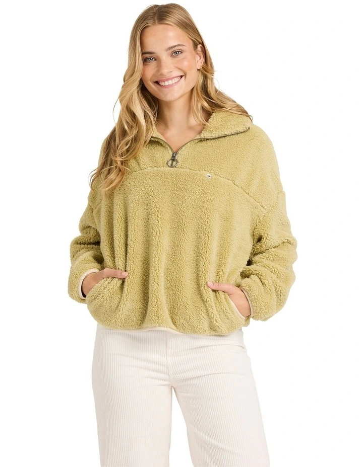 Groovin Half Zip Fleece Top in Coyote image 1