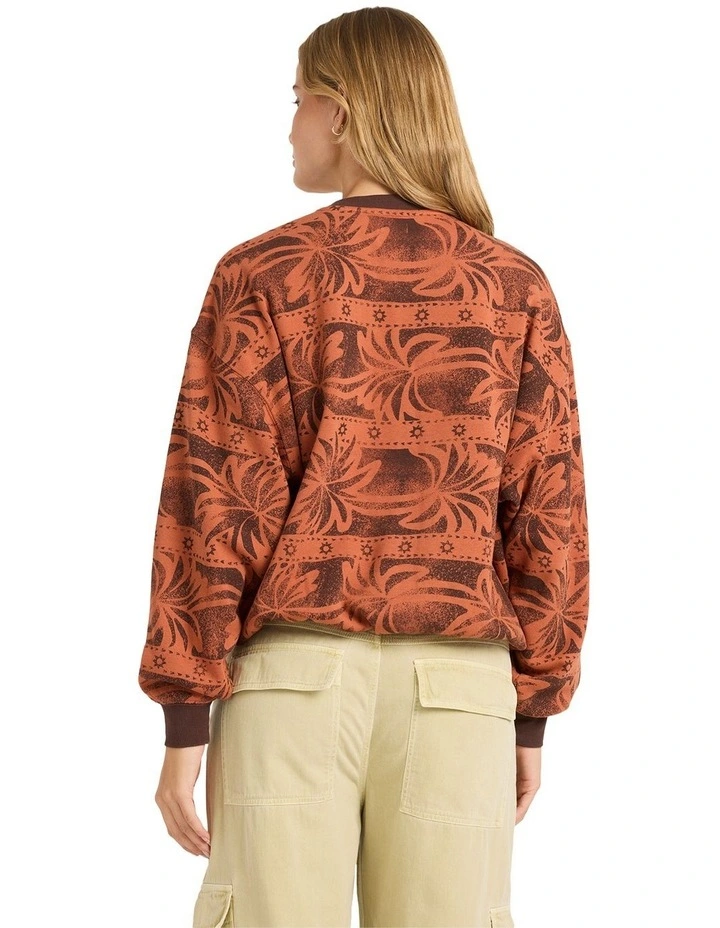Vida Palms Crew Neck Sweat Top in Teak image 2
