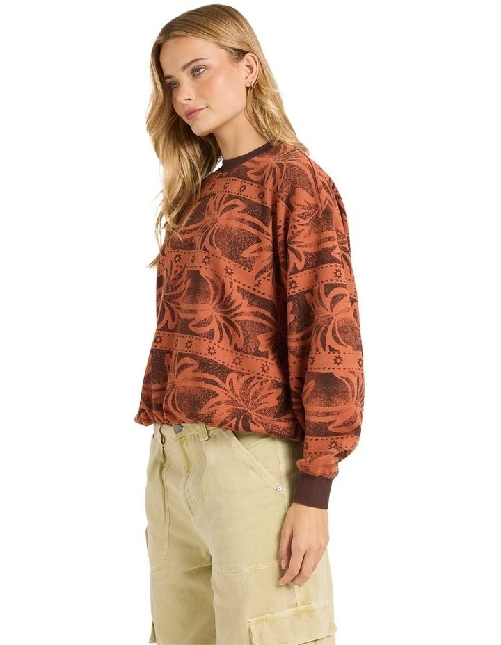 Vida Palms Crew Neck Sweat Top in Teak image 3