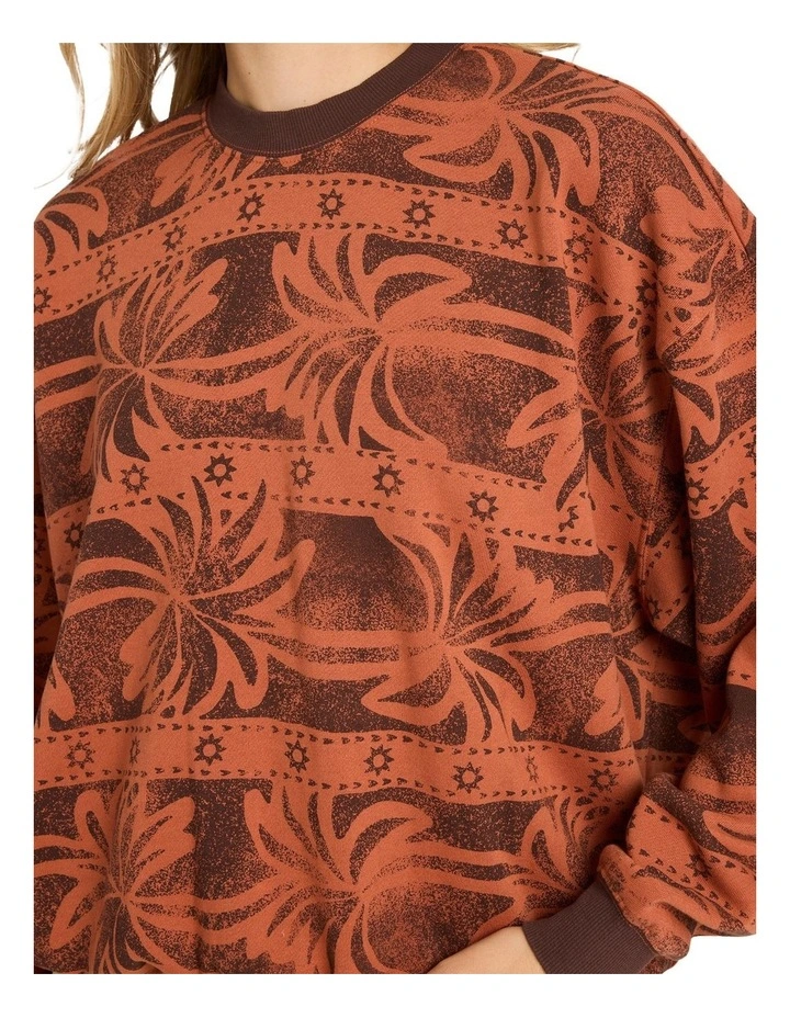 Vida Palms Crew Neck Sweat Top in Teak image 4