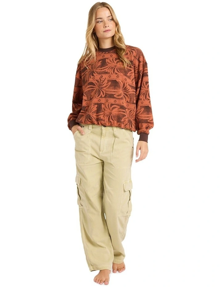 Vida Palms Crew Neck Sweat Top in Teak image 5