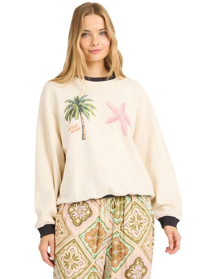 Fun Paradise Kendal Crewneck Sweetshirt in Whitecap image 1