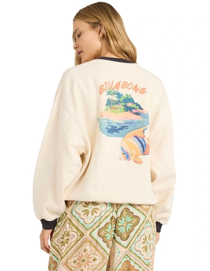 Fun Paradise Kendal Crewneck Sweetshirt in Whitecap image 2