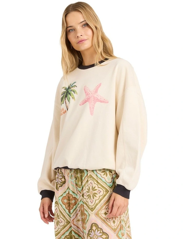 Fun Paradise Kendal Crewneck Sweetshirt in Whitecap image 3