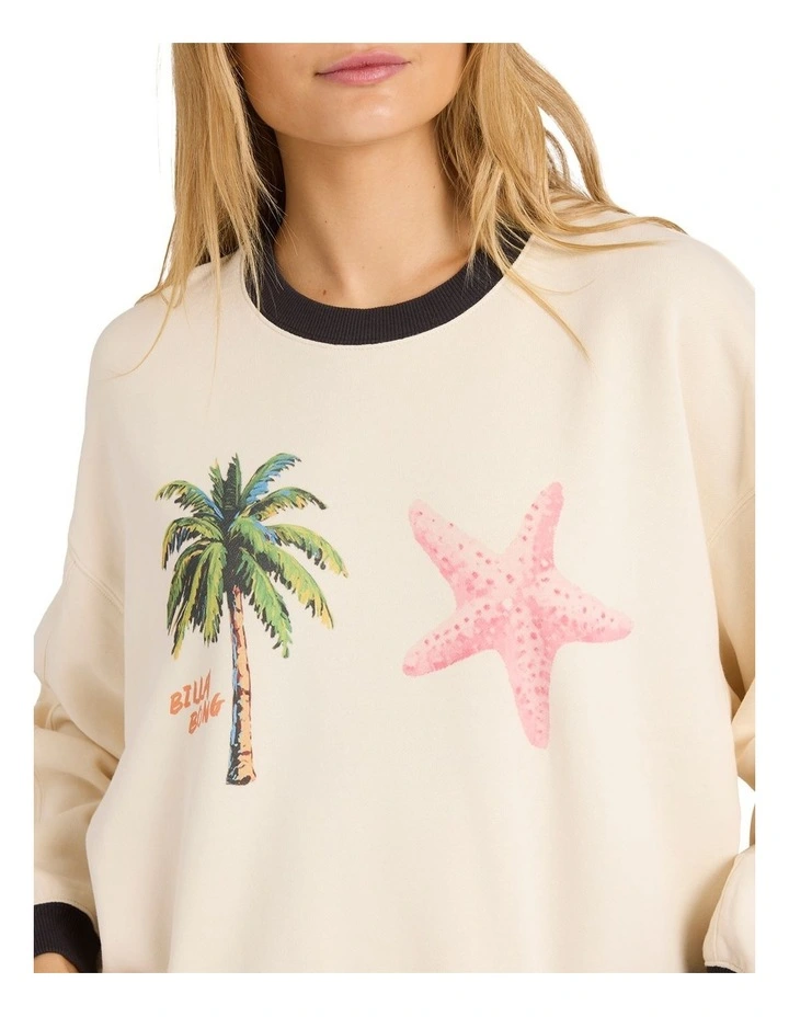 Fun Paradise Kendal Crewneck Sweetshirt in Whitecap image 4