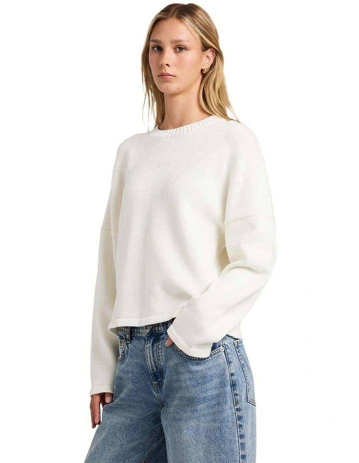 Ivy Crew Neck Jumper in Vintage White image 3