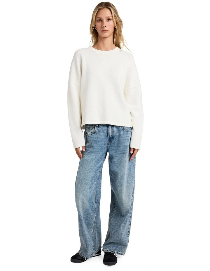 Ivy Crew Neck Jumper in Vintage White image 5