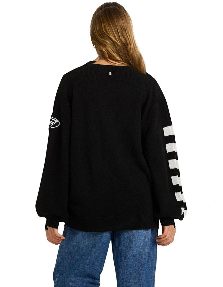 Surf90 Crew Neck Jumper in Black image 2