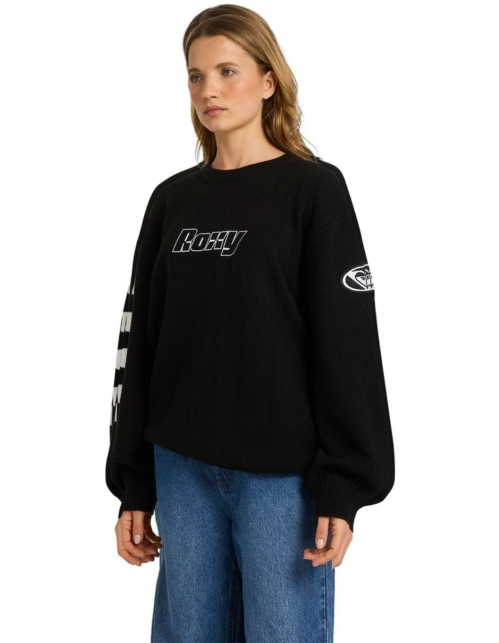 Surf90 Crew Neck Jumper in Black image 3