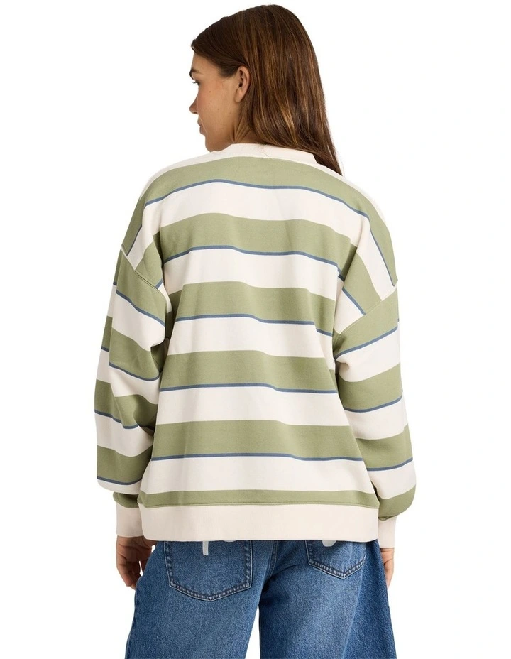 Strictly Stripe Crew Neck Jumper in Green image 2