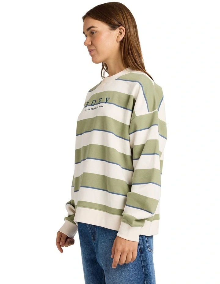 Strictly Stripe Crew Neck Jumper in Green image 3