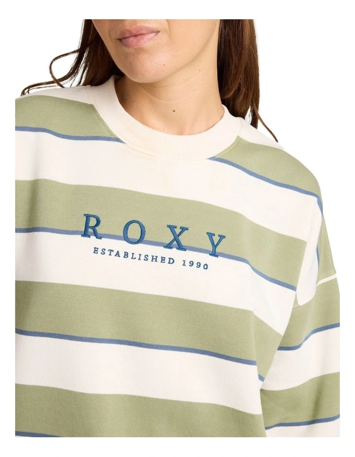 Strictly Stripe Crew Neck Jumper in Green image 4