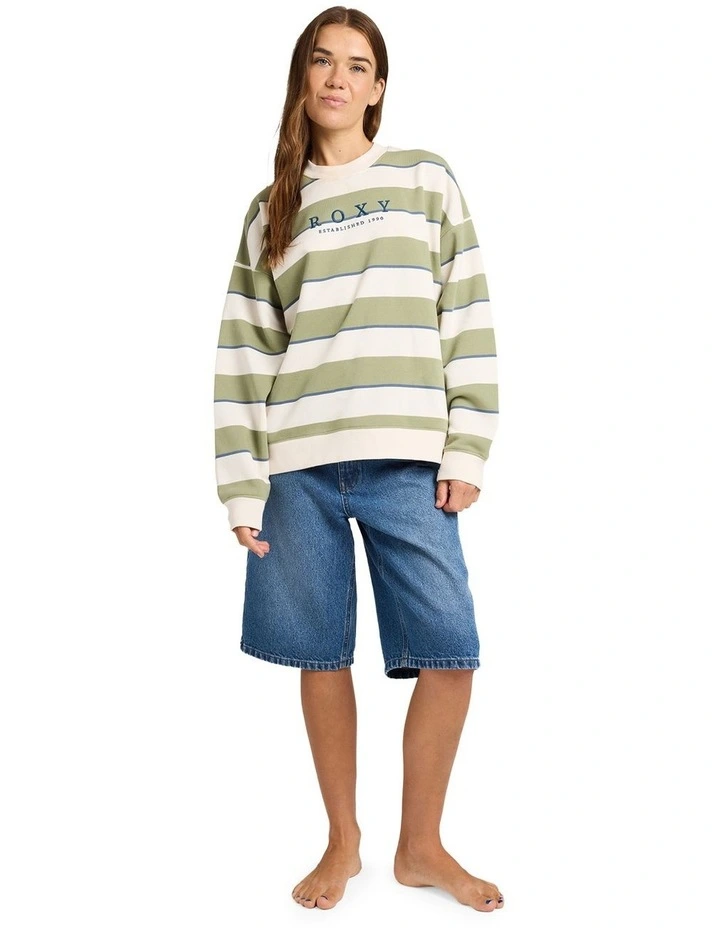 Strictly Stripe Crew Neck Jumper in Green image 5