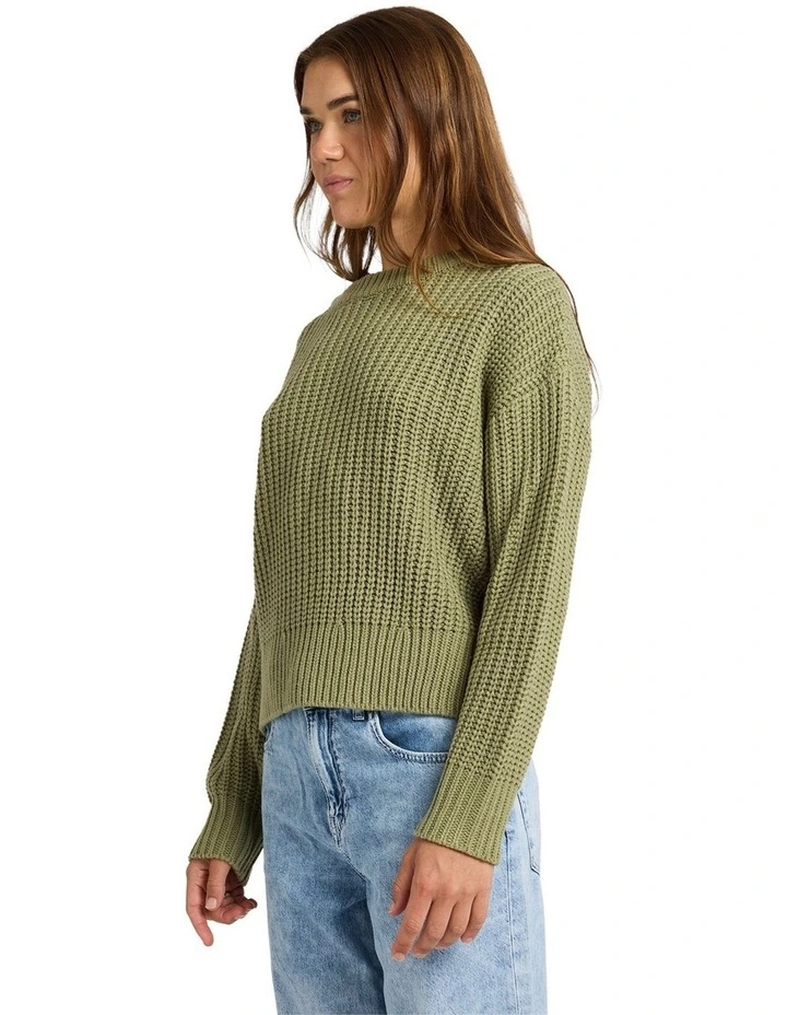 Coming Home Crew Neck Jumper in Green image 3