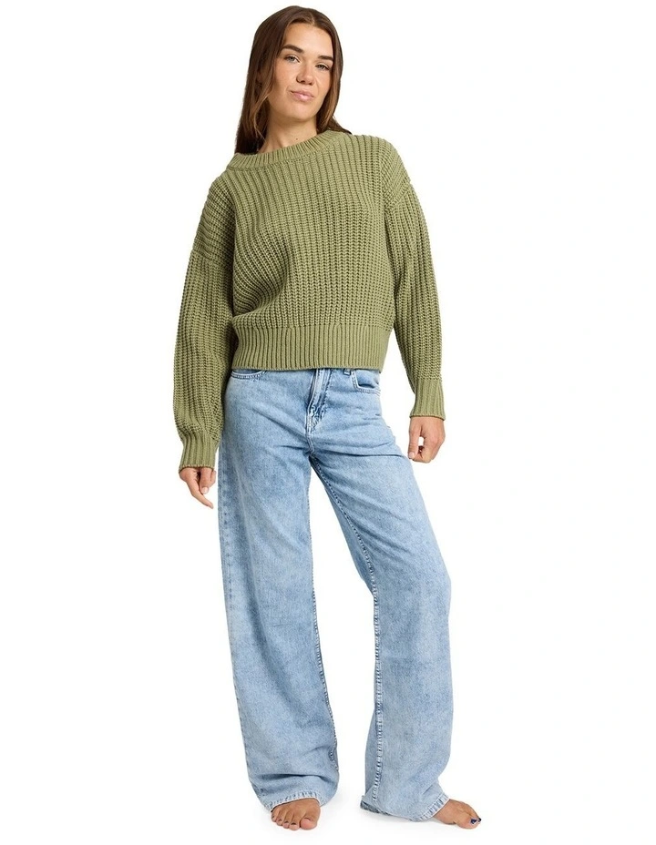 Coming Home Crew Neck Jumper in Green image 5