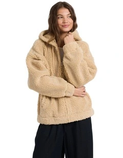 City Track Fleece Jacket in Beige