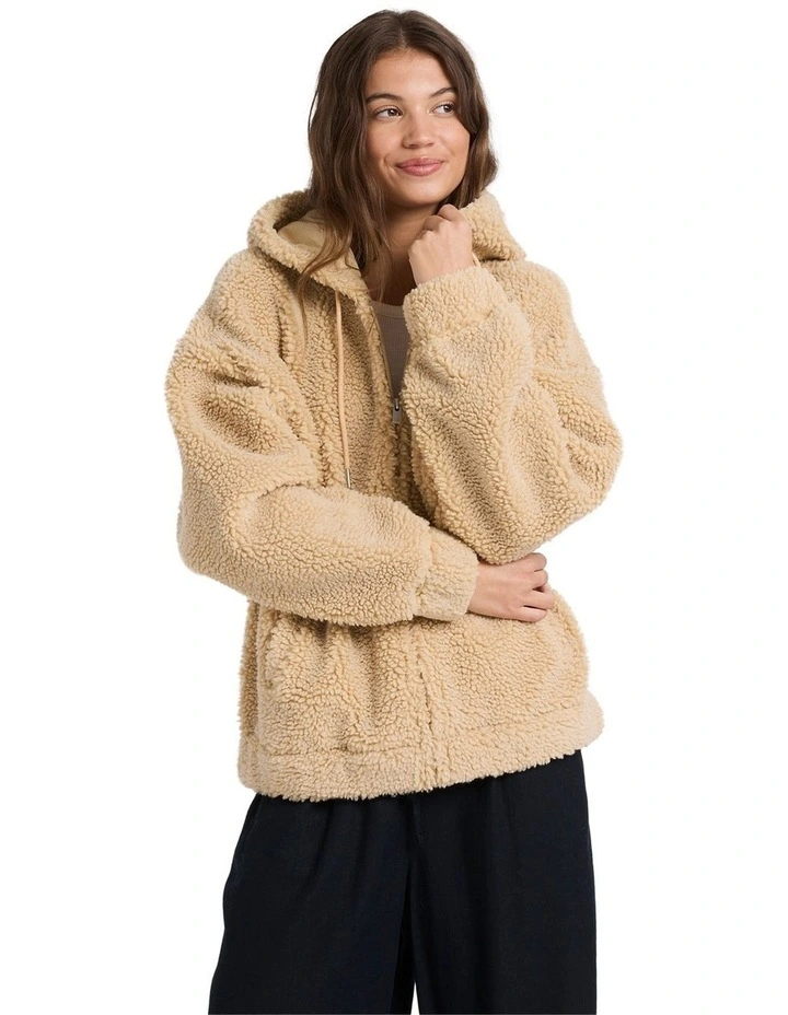 City Track Fleece Jacket in Beige image 1