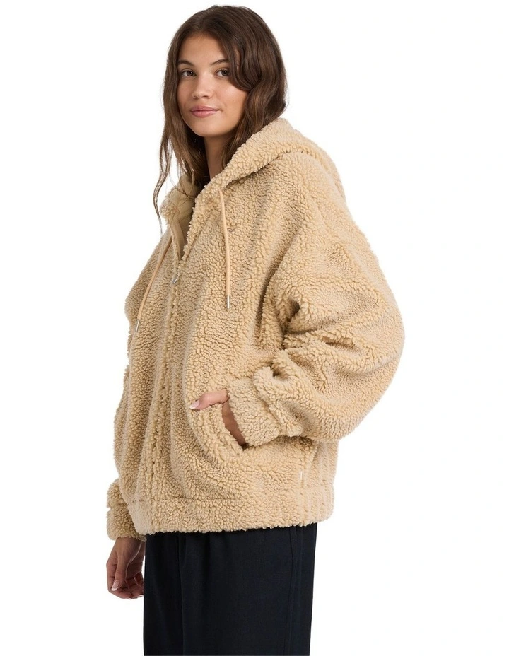 City Track Fleece Jacket in Beige image 3