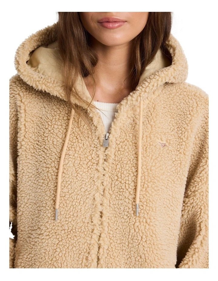 City Track Fleece Jacket in Beige image 4