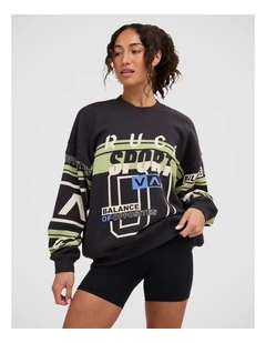 Sport Pullover Crew in Washed Black