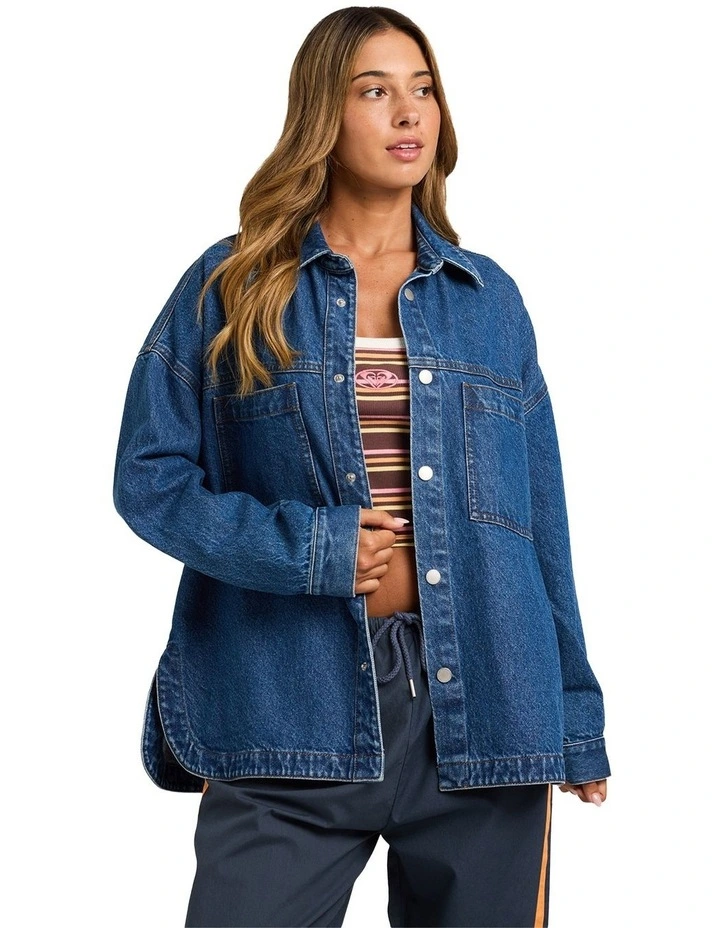 Back Slider Denim Jacket in Blue image 1