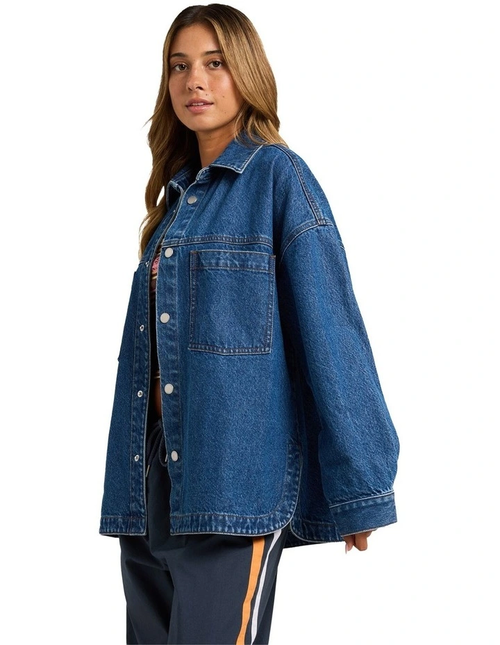 Back Slider Denim Jacket in Blue image 3
