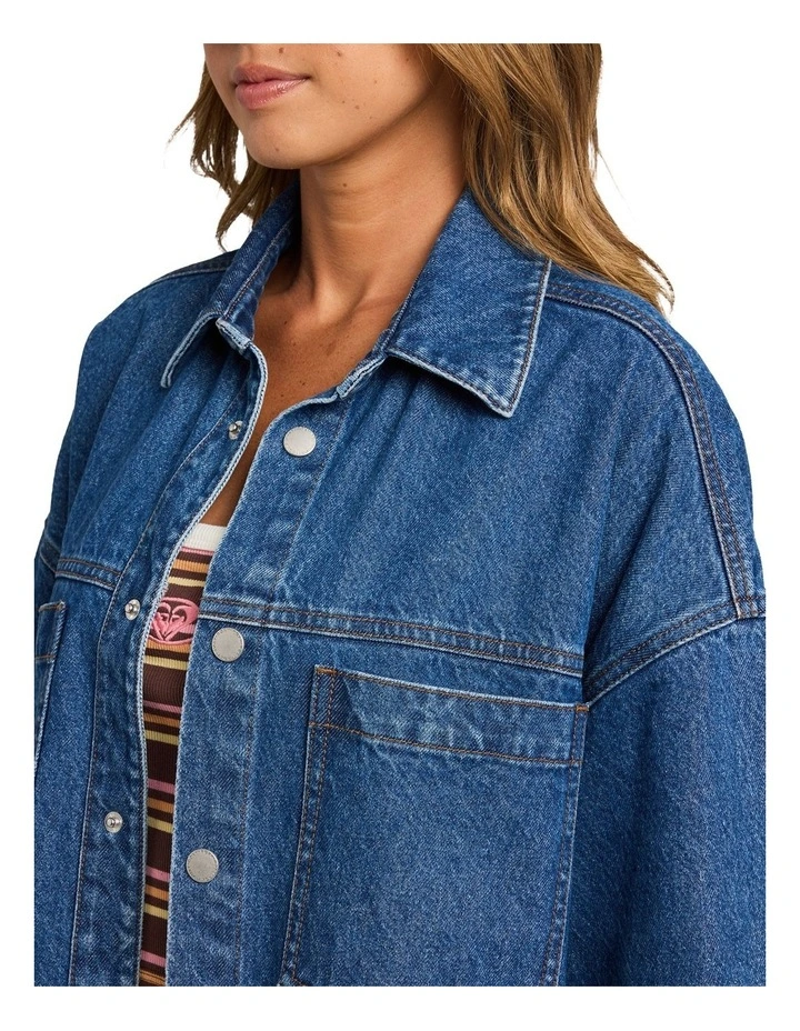 Back Slider Denim Jacket in Blue image 4